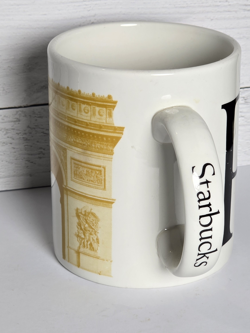 Starbucks Paris City Mug White Mug Gold Landmark Design Collector Series 2002